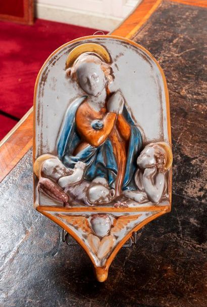 Earthenware plate with decoration of a Maternity...