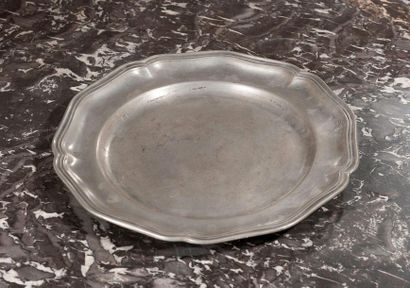 Contoured pewter plate with net.

19th century.

D....