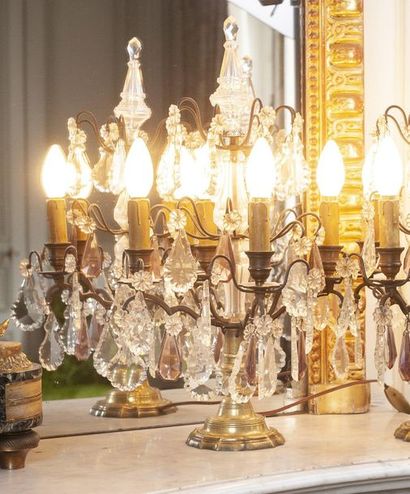 Pair of girandoles with four arms of light...