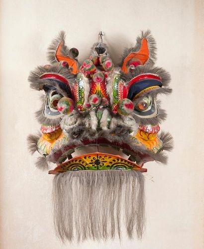 Masque de carnaval en papier maché et peint...
