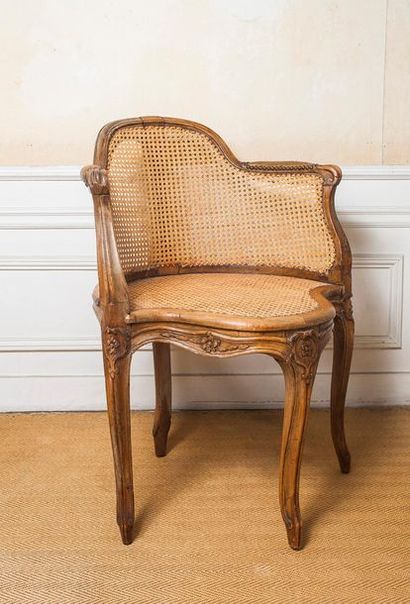 Fauteuil de bureau en bois naturel, pieds...