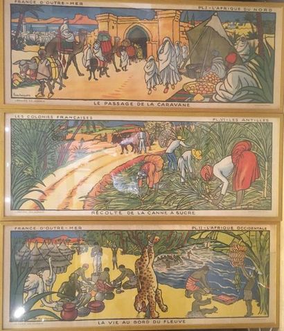 Suite de trois pièces encadrées sur le thème...