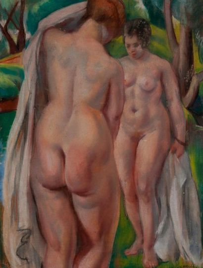 Charles KVAPIL (184-1957) 

Baigneuses

Pastel,...