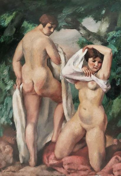 Charles KVAPIL (184-1957) 

Les deux baigneuses

Huile...