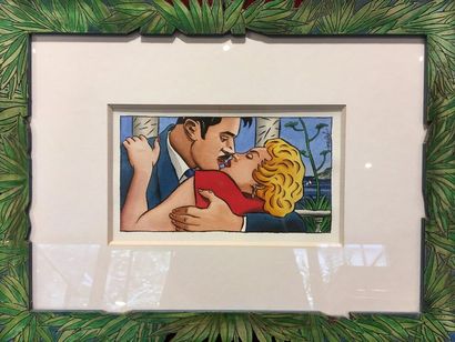 Jacques DE LOUSTAL, le baiser, Aquarelle...