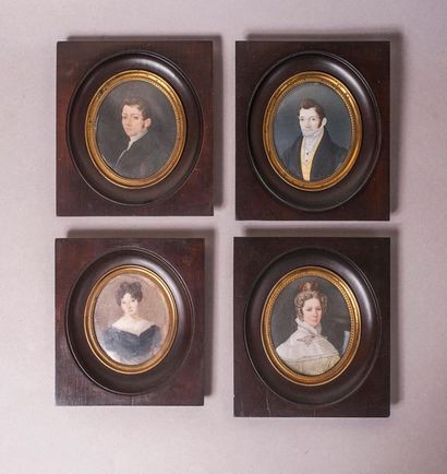 Quatre miniatures sur ivoire, 

Bonneval...