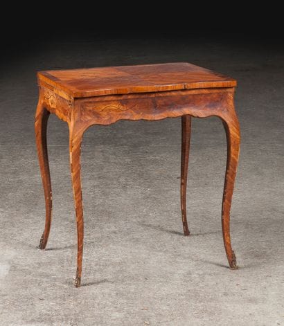 
Veneer style writing table with a two leaf...