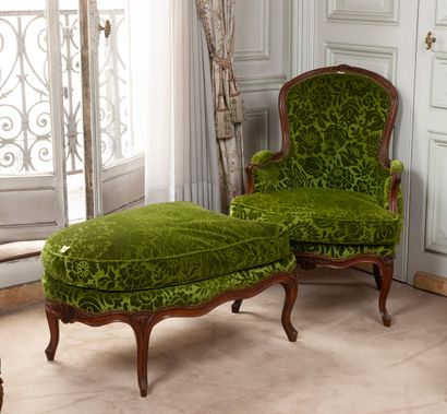 Duchesse brisée en bois naturel mouluré et...