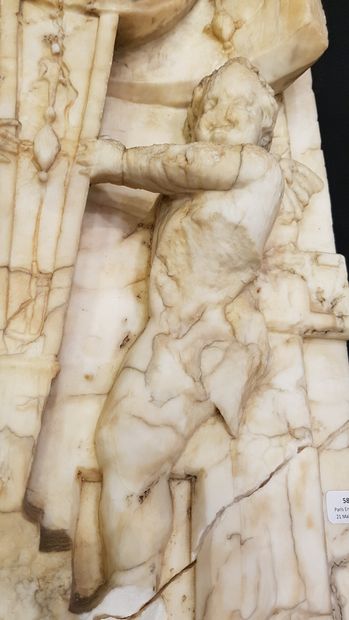
Important pair of marble high reliefs presenting...