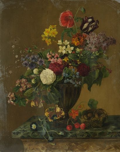 Ecole LYONNAISE vers 1840

Bouquet de fleurs

Panneau.

62,5...