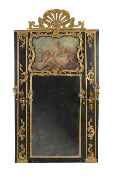 Elément de boiserie à fond de glace en bois...