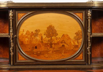 Bonheur du jour en bois de placage de loupe,...