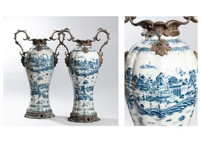 Paire de vases en porcelaine craquelée de...