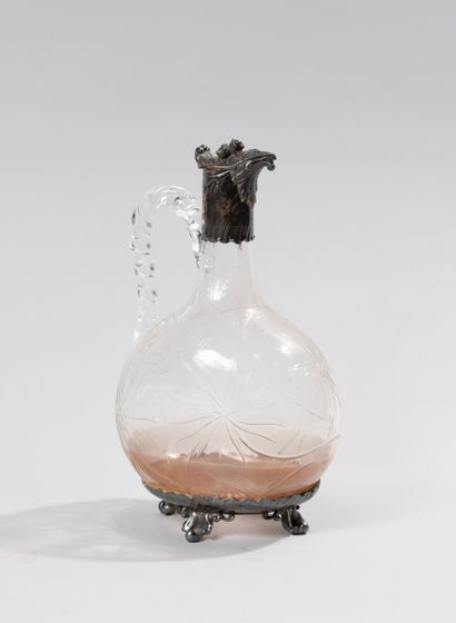 
Baccarat crystal ewer cut with birds in...