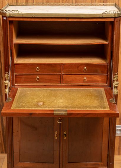 Small straight mahogany veneered secretary...