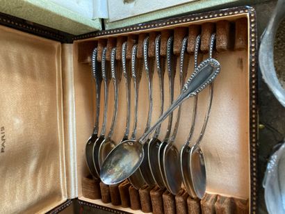 Set of silver, silver plated and glass cutlery...