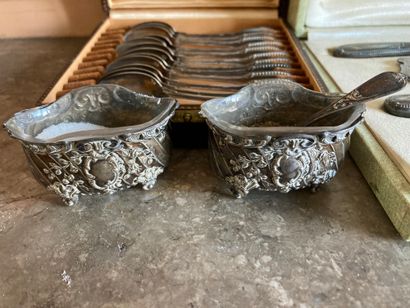 Set of silver, silver plated and glass cutlery...