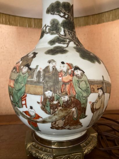 CHINA

Porcelain vase with court scene decoration,...