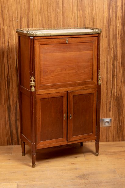 Small straight mahogany veneered secretary...