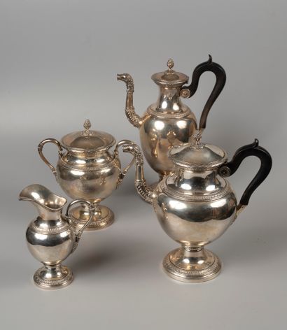 Four-piece silver tea and coffee set including...