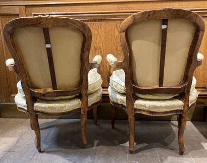 A pair of cabriolets armchairs in natural...