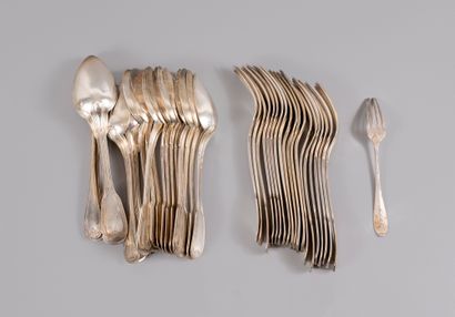 Set of silver plated cutlery including :...