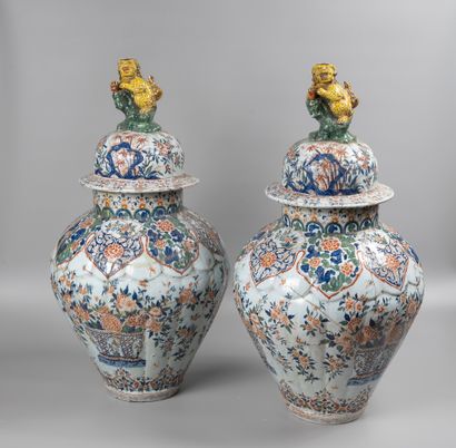 DELFT.

A pair of large baluster vases decorated...
