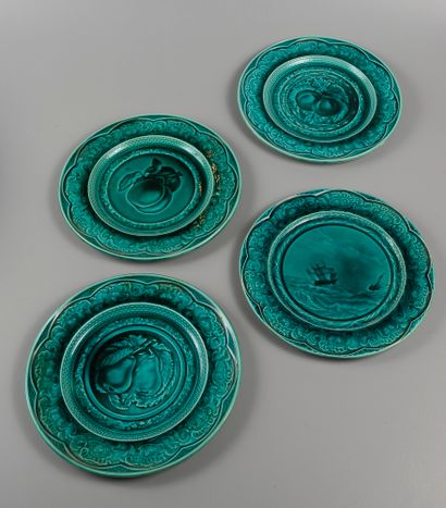 Set of earthenware: beard dish, plate in...