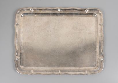 ex 1102-14 Rectangular silver dish with scalloped...