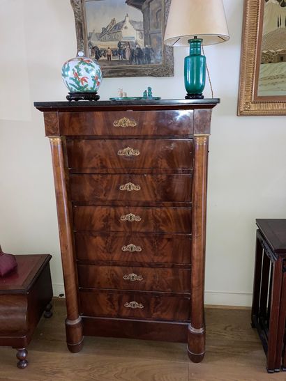 Mahogany veneered weekly cabinet with detached...