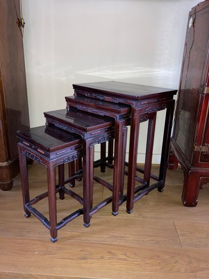CHINA, 20th century

Set of four carved wood...