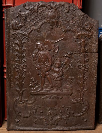 Fragment of a fireback showing the hunter...