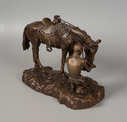 20927

Modern School

Cowboy and his horse

Bronze...