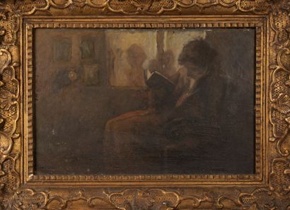 HAUBRUN ?

The reading

Oil on canvas

Signed...