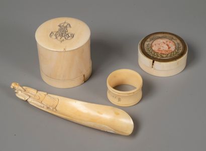 Two ivory boxes and a shoehorn.

End of the...