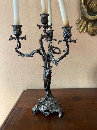 Silver plated metal candelabra

Louis XV...