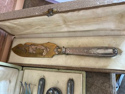 Set of silver, silver plated and glass cutlery...