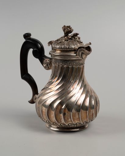 Silver spiral ribbed coffee pot, flat bottom.

Minerva...