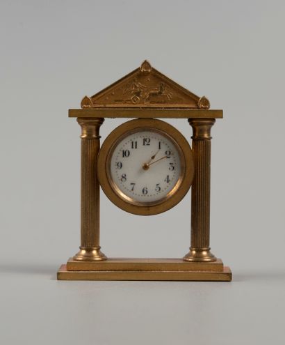 Brass pedimented portico clock.

Height :...