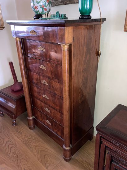 Mahogany veneered weekly cabinet with detached...