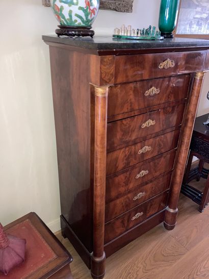 Mahogany veneered weekly cabinet with detached...