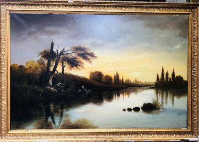 19286

Modern School

Sunset on the river

Oil...