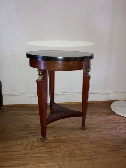 Mahogany veneered tripod pedestal table with...