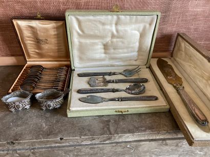 Set of silver, silver plated and glass cutlery...