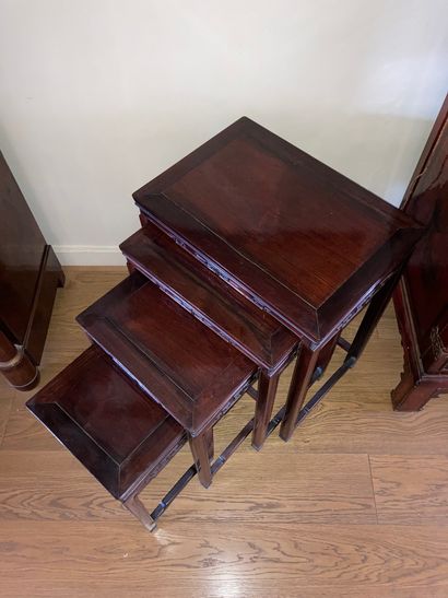 CHINA, 20th century

Set of four carved wood...