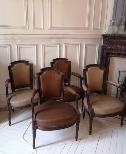 Suite of four armchairs with a gendarme hat...