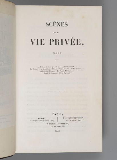 BALZAC. Scenes of private life. Paris, Furne,...