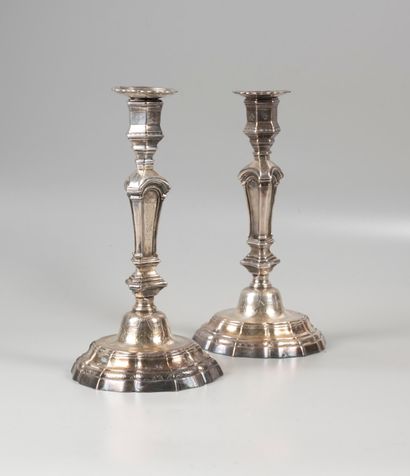 Pair of silver plated bronze torches, the...