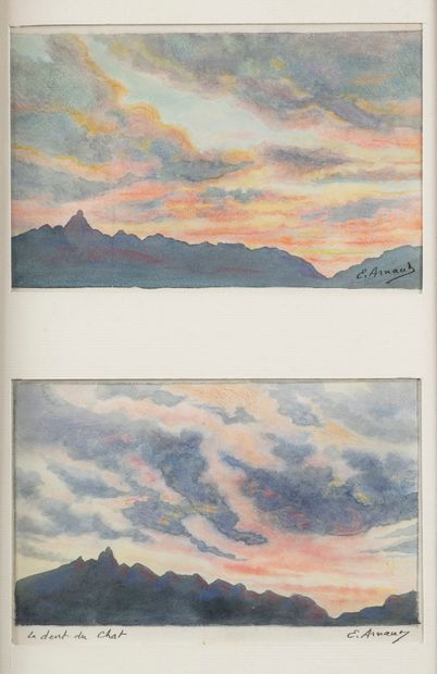 Un lot d'aquarelles, paysages et divers,...
