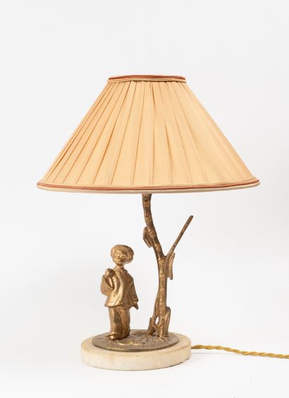 Small lamp in bronze and marble decorated...